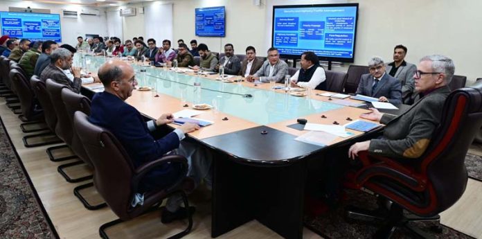 CM Omar Abdullah reviewing Darbar Move arrangements in Srinagar on Friday.