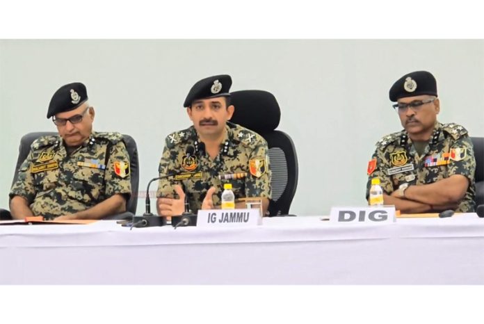 IG BSF Jammu Shashank Anand addressing a press conference in Jammu on Friday. IG BSF Jammu Shashank Anand addressing a press conference in Jammu on Friday.