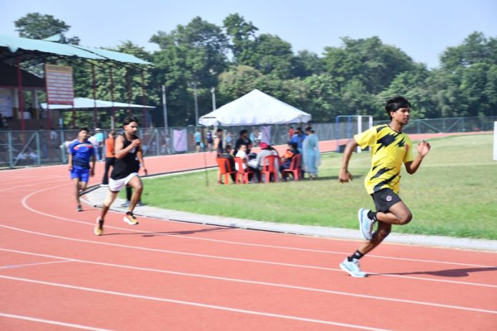 Athletes in action during a race at Jammu University.