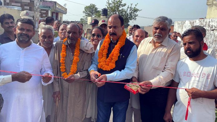 MLA Bishnah, Dr Rajiv Bhagat inaugurating Block Public Health Unit at Arnia on Tuesday.
