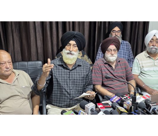 RTI activist Balvinder Singh addressing a press conference at Press Club, Jammu. -Excelsior/Rakesh