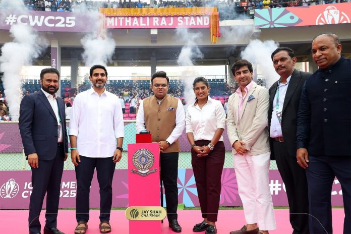 ICC Chairman Jay Shah and BCCI President Mithun Manhas along with others during an event. ICC Chairman Jay Shah and BCCI President Mithun Manhas along with others during an event.
