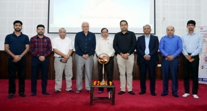 CAs posing for a group photograph during a seminar at ICAI Bhawan, Canal Road, Jammu on Tuesday.