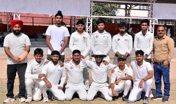 Cricket team posing for a group photograph during a tournament at Parade Ground.