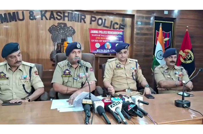 DIG (JSK) Range, Shiv Kumar Sharma addressing a press conference at Jammu. DIG (JSK) Range, Shiv Kumar Sharma addressing a press conference at Jammu.