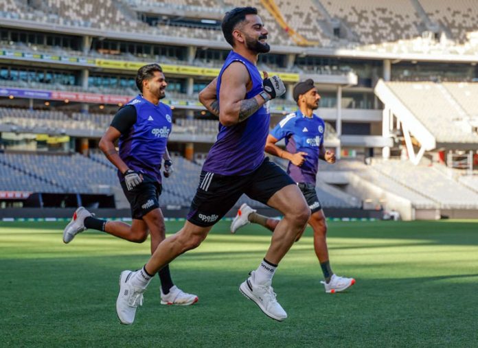 Indian team players during practice session at Perth. Indian team players during practice session at Perth.