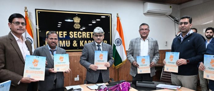 Chief Secretary and other officers releasing compendium on Nasha Mukt Abhiyan on Friday.