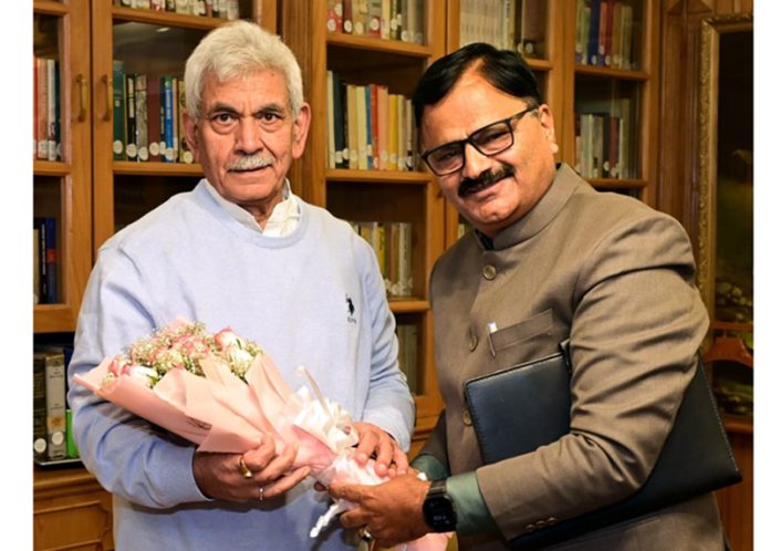 Minister Javed Ahmed Rana during meeting with LG on Friday.