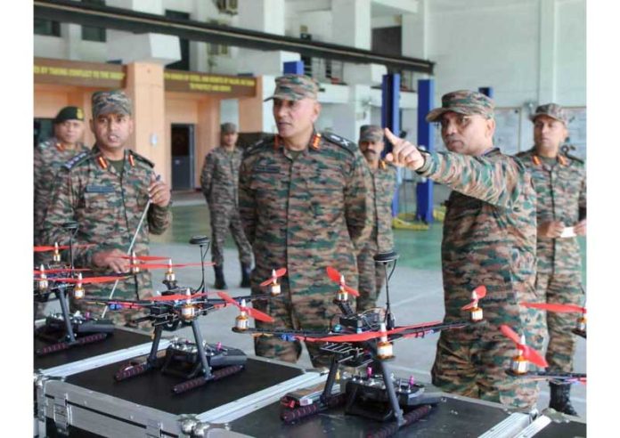 Northern Army Commander, Lt Gen Pratik Sharma during visit to a forward unit in Rajouri sector on Wednesday.