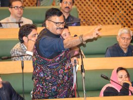 Minister Javed Rana replying to a question in Assembly on Thursday. -Excelsior/Shakeel