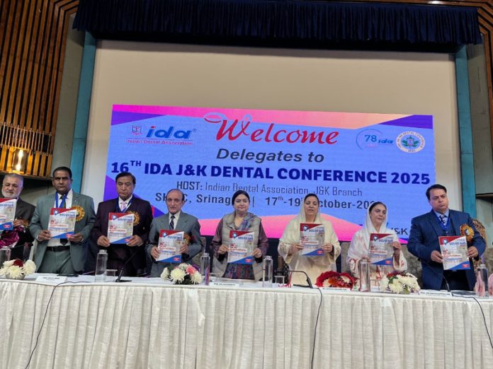 Minister Sakeena Itoo and others during Dental Conference at SKICC on Saturday.