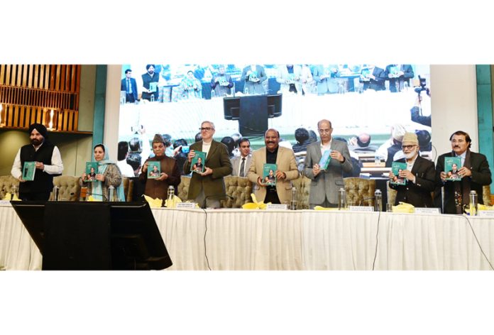CM Omar Abdullah along with Ministers, Speaker and MLAs releasing ‘Durr-e-Naayaab’. CM Omar Abdullah along with Ministers, Speaker and MLAs releasing ‘Durr-e-Naayaab’.