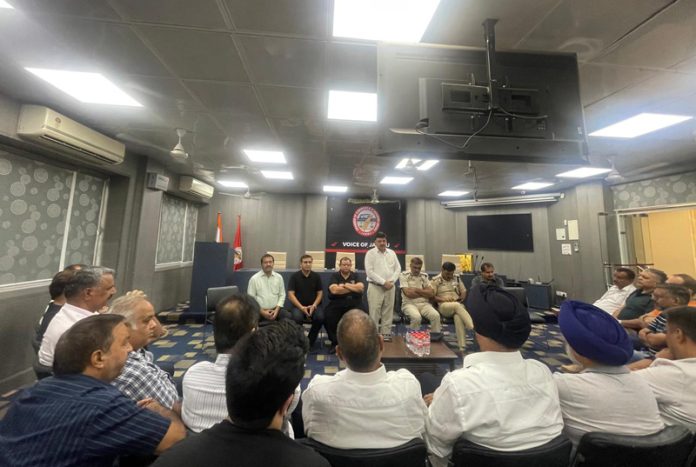 JCCI members during interaction with SSPs Traffic Jammu and Rural Jammu on Saturday.