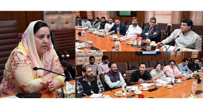 Minister Sakeena Itoo chairing a meeting on Friday.