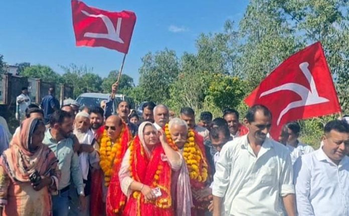 Senior NC leaders during election campaign in Nagrota constituency.