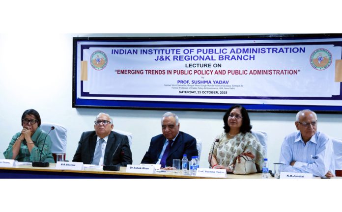 Prof Sushma Yadav delivering a lecture during a function in Jammu.