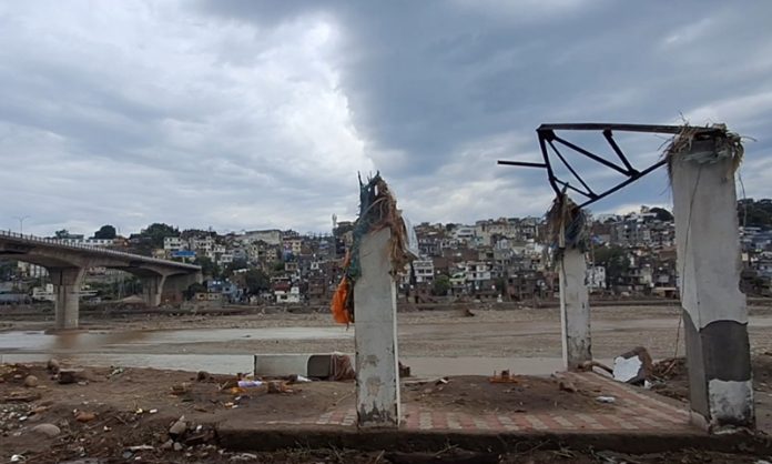 A view of damaged cremation ground at Gorkha Nagar in Jammu. — Excelsior/Rakesh A view of damaged cremation ground at Gorkha Nagar in Jammu. — Excelsior/Rakesh