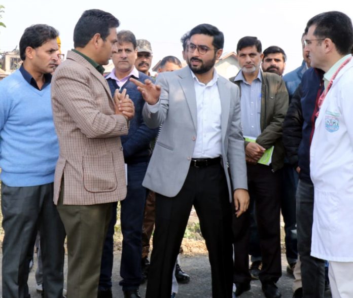 DC Srinagar conducting onsite inspection of road upgradation.