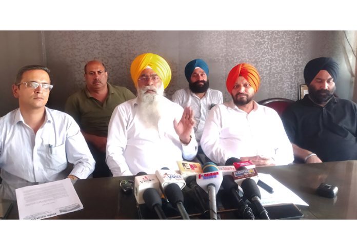 Poonch Group bus transporters addressing press conference in Jammu. -Excelsior/Rakesh