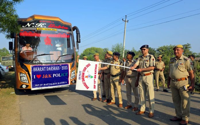 Commandant IRP, Atul Sharma flagging off a Bharat Darshan tour in Kathua on Friday.