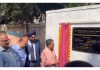 Shantmanu, Financial Commissioner inaugurating new gate of SPMR College in Jammu.