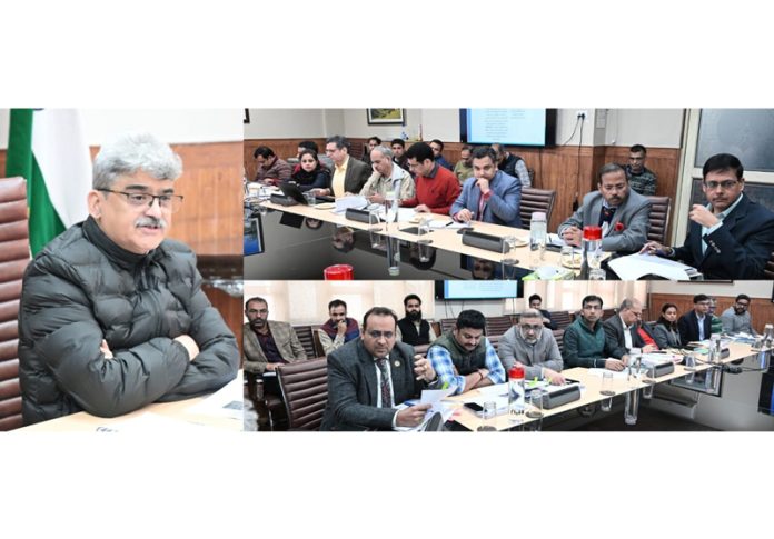 CS Atal Dulloo chairing a meeting at Srinagar on Wednesday.