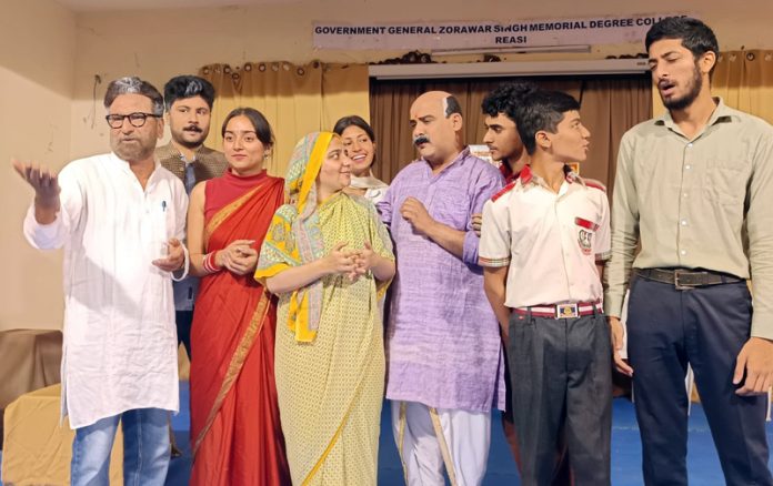 A scene from the play based on the life of Dr Shyama Prasad Mukherjee staged in Reasi.