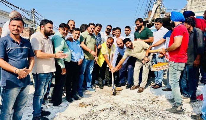 MLA Bahu, Ch Vikram Randhawa kick starting Rs 1.90 cr development project in Sunjwan on Thursday.