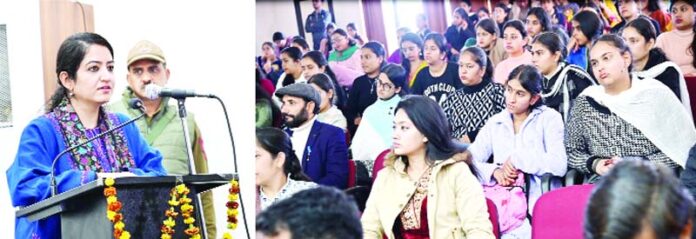 DC Udhampur Saloni Rai speaking during a programme.