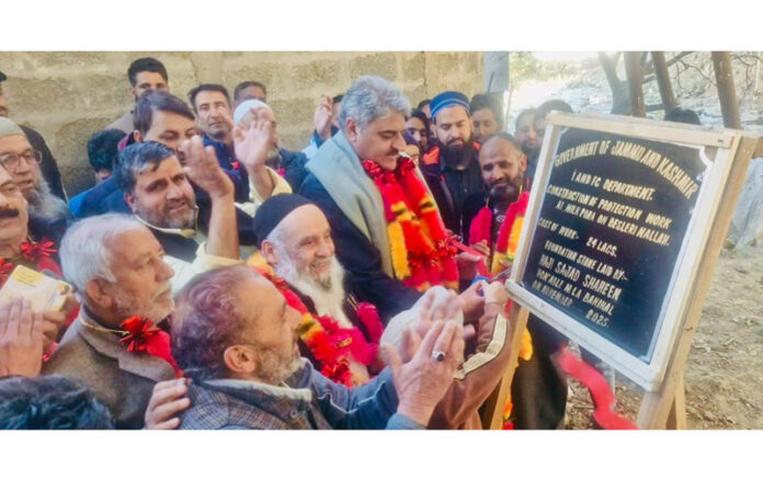 MLA Banihal Sajjad Shaheen launching three Jal Shakti projects in constituency.