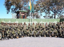 Army Commander Northern Command, Lt Gen Pratik Sharma along with troops in Nowshera sector on Saturday.