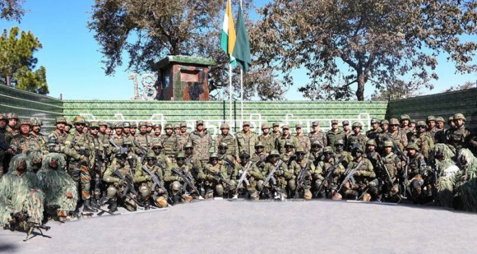Army Commander Northern Command, Lt Gen Pratik Sharma along with troops in Nowshera sector on Saturday. Army Commander Northern Command, Lt Gen Pratik Sharma along with troops in Nowshera sector on Saturday.