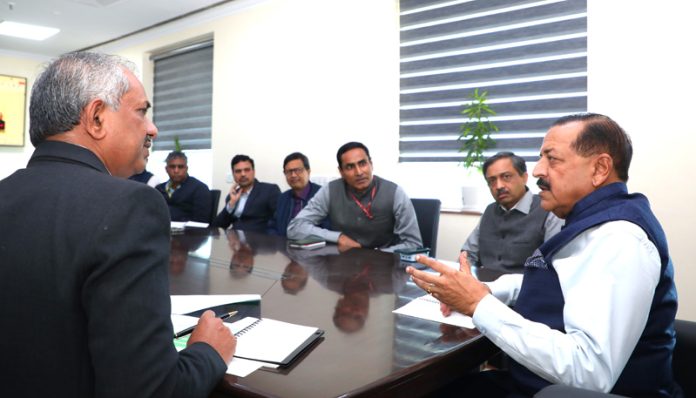 Union Minister Dr Jitendra Singh chairing the first General Body meeting of the Earth System Sciences Council (ESSC), at Prithvi Bhawan, New Delhi on Monday.