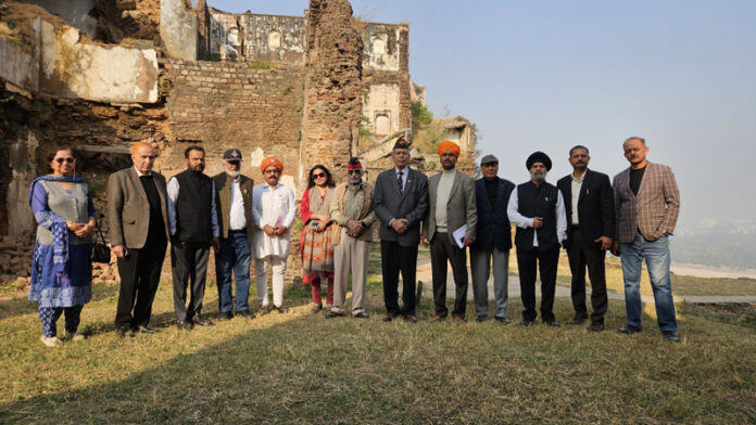 Members of Dogra Sadar Sabha during visit to Mubarak Mandi to assess ongoing restoration work. Members of Dogra Sadar Sabha during visit to Mubarak Mandi to assess ongoing restoration work.