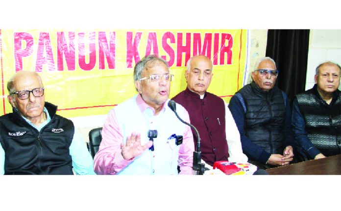 PK leaders at a press conference at Jammu on Wednesday. —Excelsior/ Rakesh