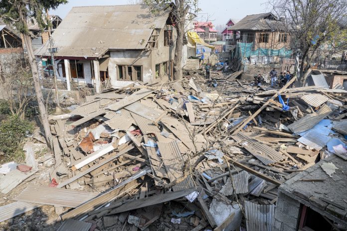 Pulwama house of Dr Umar Nabi demolished