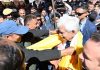 LG Manoj Sinha during his visit to Chishoti Paddar in Kishtwar on Monday.