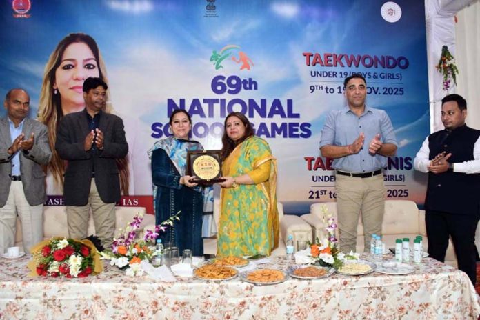 Dignitary receiving memento during inaugural event at Jammu. Dignitary receiving memento during inaugural event at Jammu.