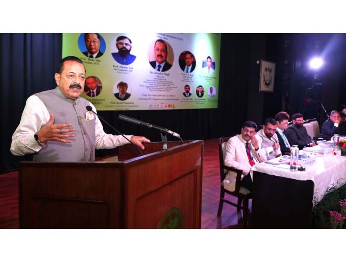 Union Minister Dr Jitendra Singh, as chief guest, addressing the inaugural session of the Asian Conference on Geography (ACG-2025) & 105th Foundation Day of Jamia Millia Islamia at Jamia Millia Islamia University, New Delhi on Thursday.