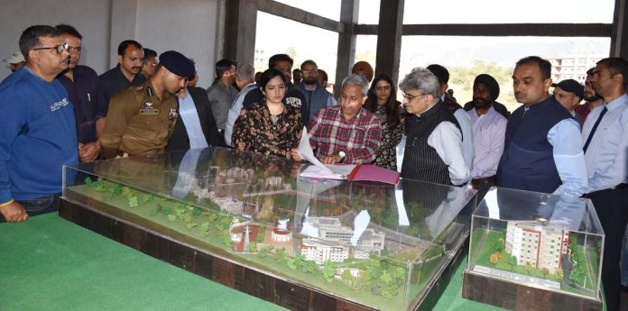 Chief Secretary being briefed by officers during visit to Udhampur on Saturday.
