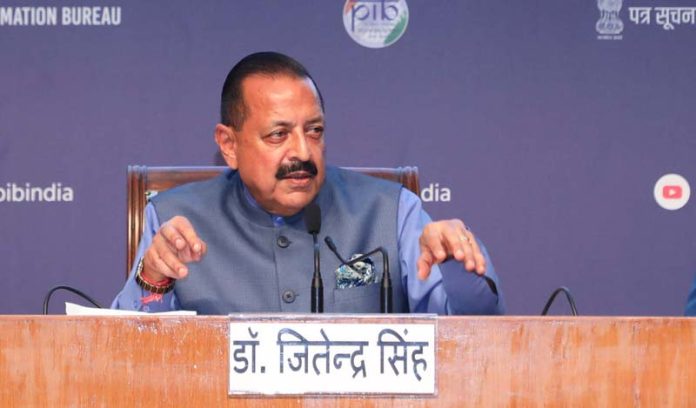 Union Minister Dr Jitendra Singh briefing the media at New Delhi. Union Minister Dr Jitendra Singh briefing the media at New Delhi.