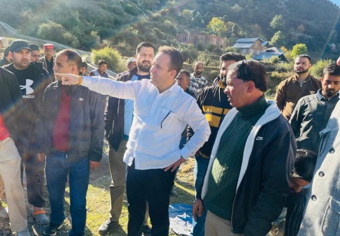 LoP Sunil Sharma reviewing construction work of KV Padyarna, Nagseni in Kishtwar on Sunday. LoP Sunil Sharma reviewing construction work of KV Padyarna, Nagseni in Kishtwar on Sunday.