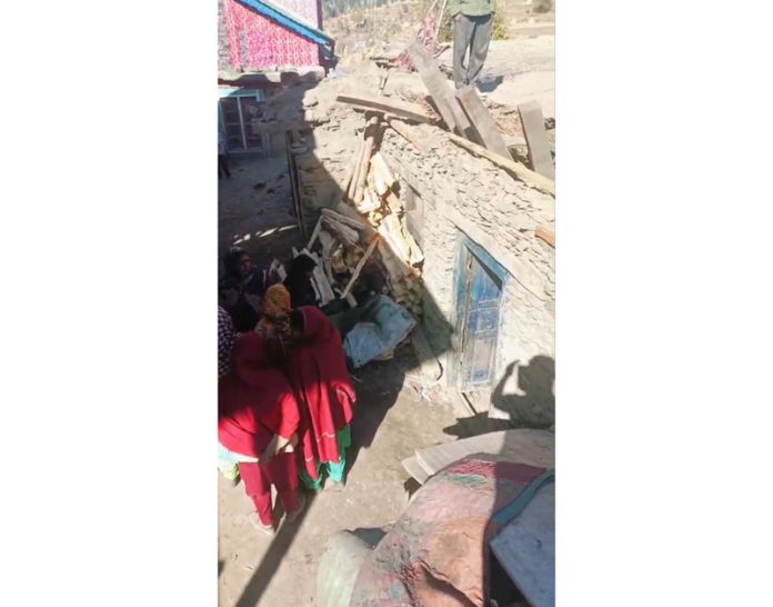 Remains of a house collapsed in a Doda village on Sunday. -Excelsior/Tilak Raj Remains of a house collapsed in a Doda village on Sunday. -Excelsior/Tilak Raj