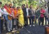 MLA Akhnoor, Mohan Lal Bhagat starting road blacktopping work in his Constituency on Sunday.