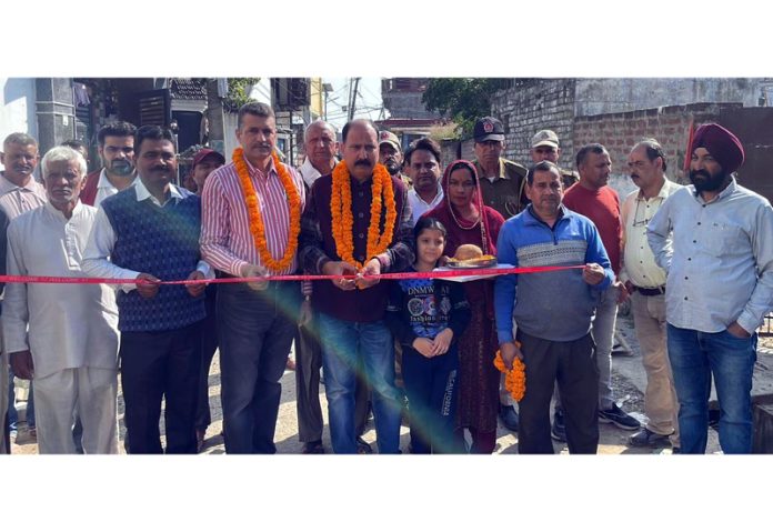 MLA Bishnah, Dr Rajiv Bhagat kick starting development works in his constituency on Thursday. MLA Bishnah, Dr Rajiv Bhagat kick starting development works in his constituency on Thursday.