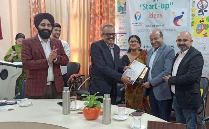 A dignitary being honoured with a citation and a certificate at MAM College in Jammu on Thursday. A dignitary being honoured with a citation and a certificate at MAM College in Jammu on Thursday.