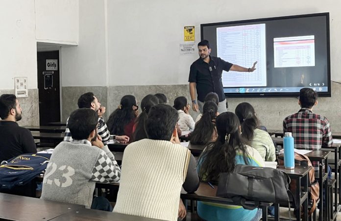 Students attending a workshop organized by SR College in Jammu. Students attending a workshop organized by SR College in Jammu.