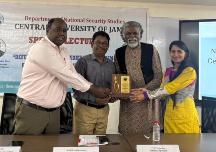 A guest being honoured during an event at Central University of Jammu.