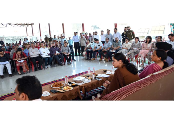 DDC Ayushi Sudan presiding over a Block Diwas programme at Rajpura in Samba.