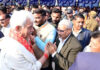 LG Manoj Sinha meeting the people in Rajouri on Friday.